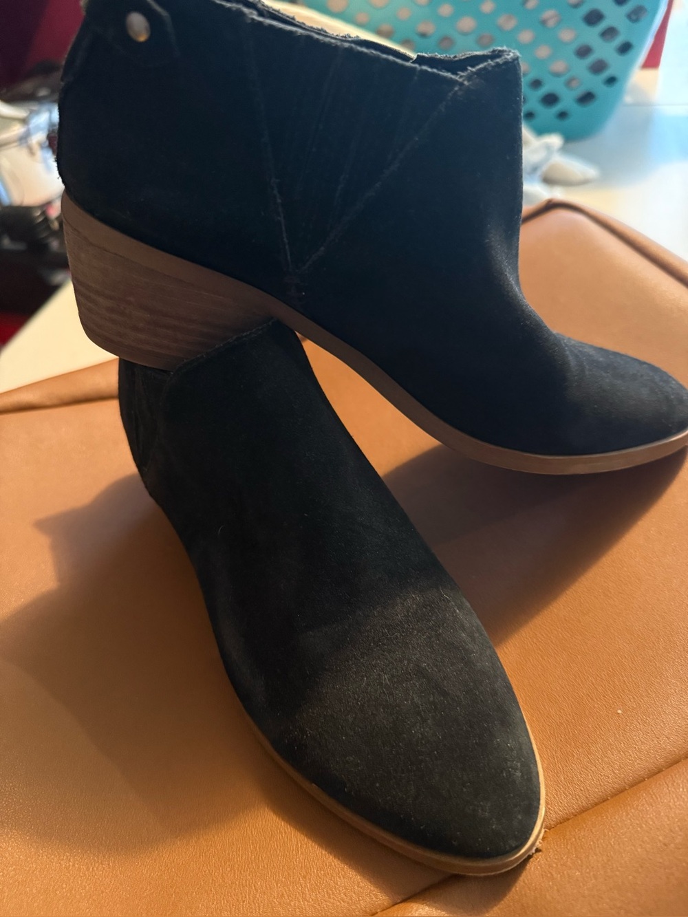Marc Fisher Black Suede Ankle Booties Women’s 7.5 M Low Block Heel Chelsea